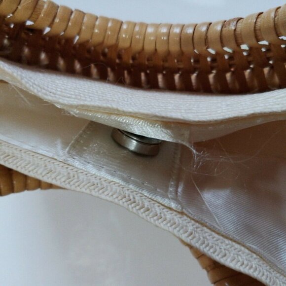 Handmade Embroidered Canvas Tote Bag With Bamboo Handles & Colorful Flower & But - Picture 9 of 9